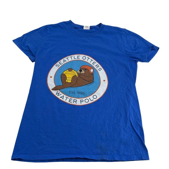 Seattle Otters Water Polo T-Shirt Gildan Softstyle Ring Spun 100% Cotton Blue Si - Picture 1 of 5